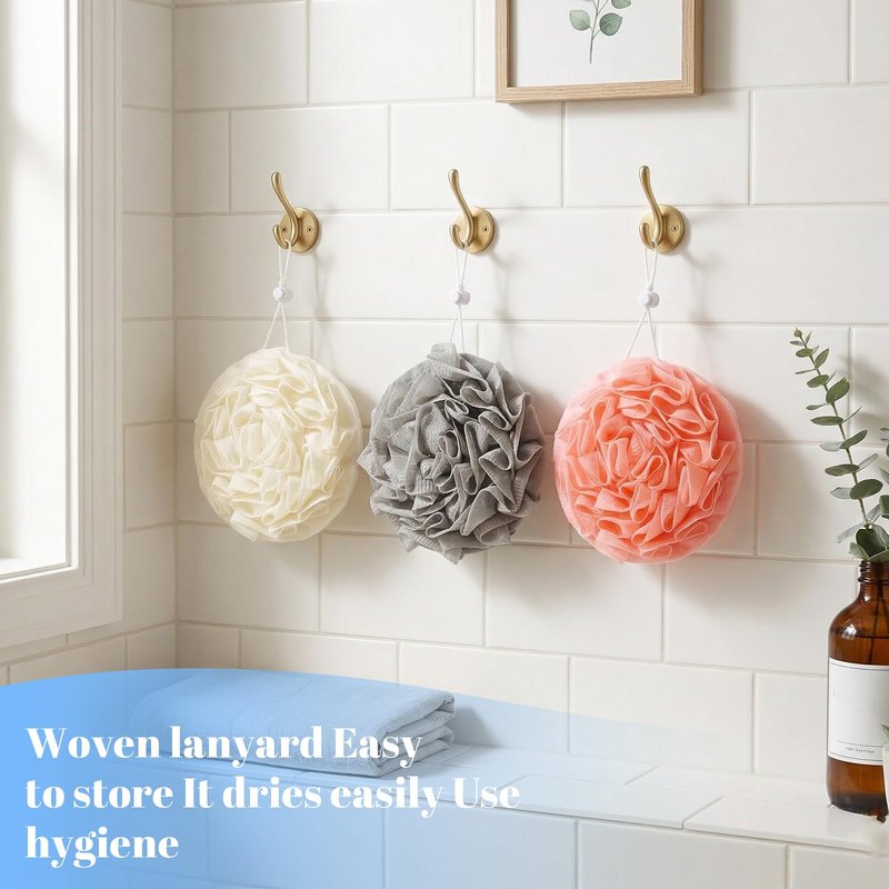 2 in 1 Soap Bar Loofah, 3 Pcs Bar Soap Loofah Pouch, Can Hold Soap Effective Exfoliation for Women and Men - Shower Sponge for Body with Rich Lather（ Beige & Pink & Gray ）