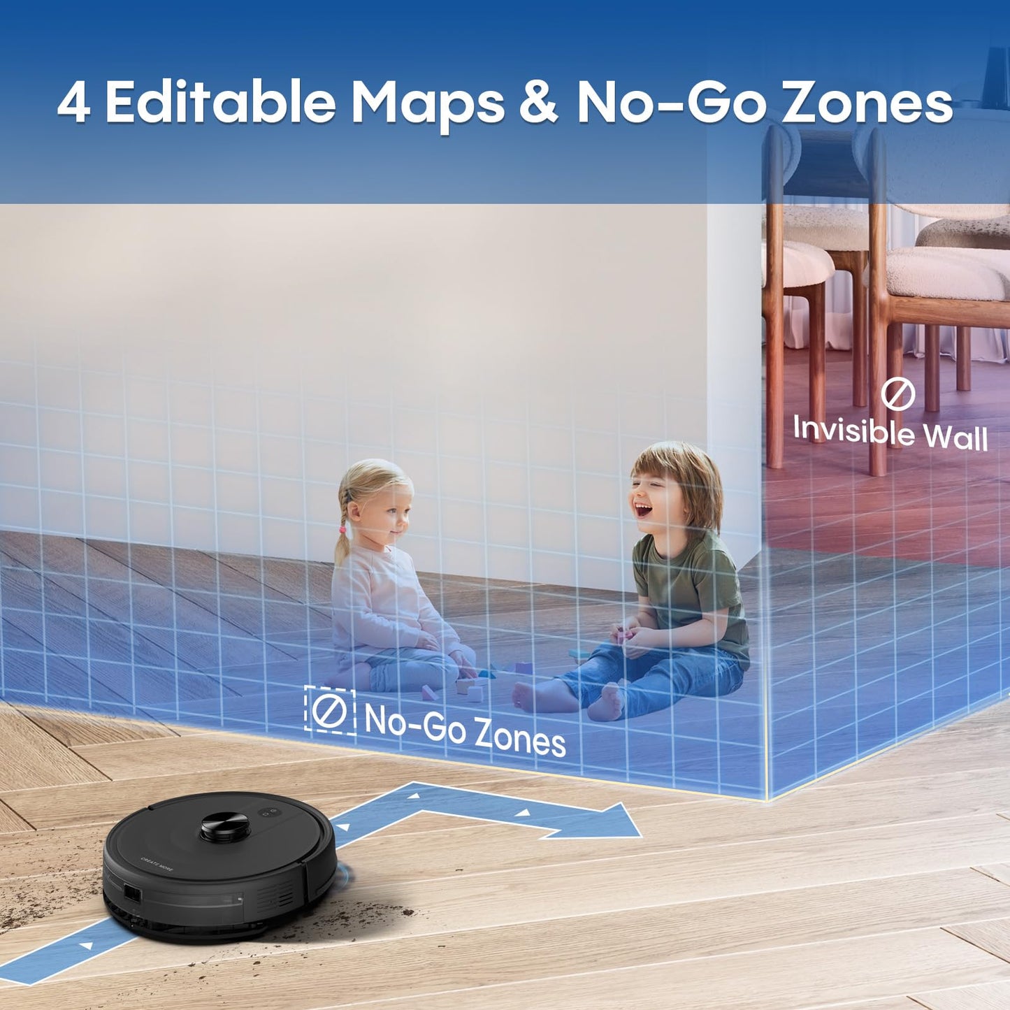 eitton Robot Vacuum and Mop with LiDAR Navigation, 5000Pa Robotic Vacuums with Mapping, Automatic Self-Recharging, 2.4G WiFi/App/Alexa/Remote Control for Pet Hair,Hard Floor,Carpet