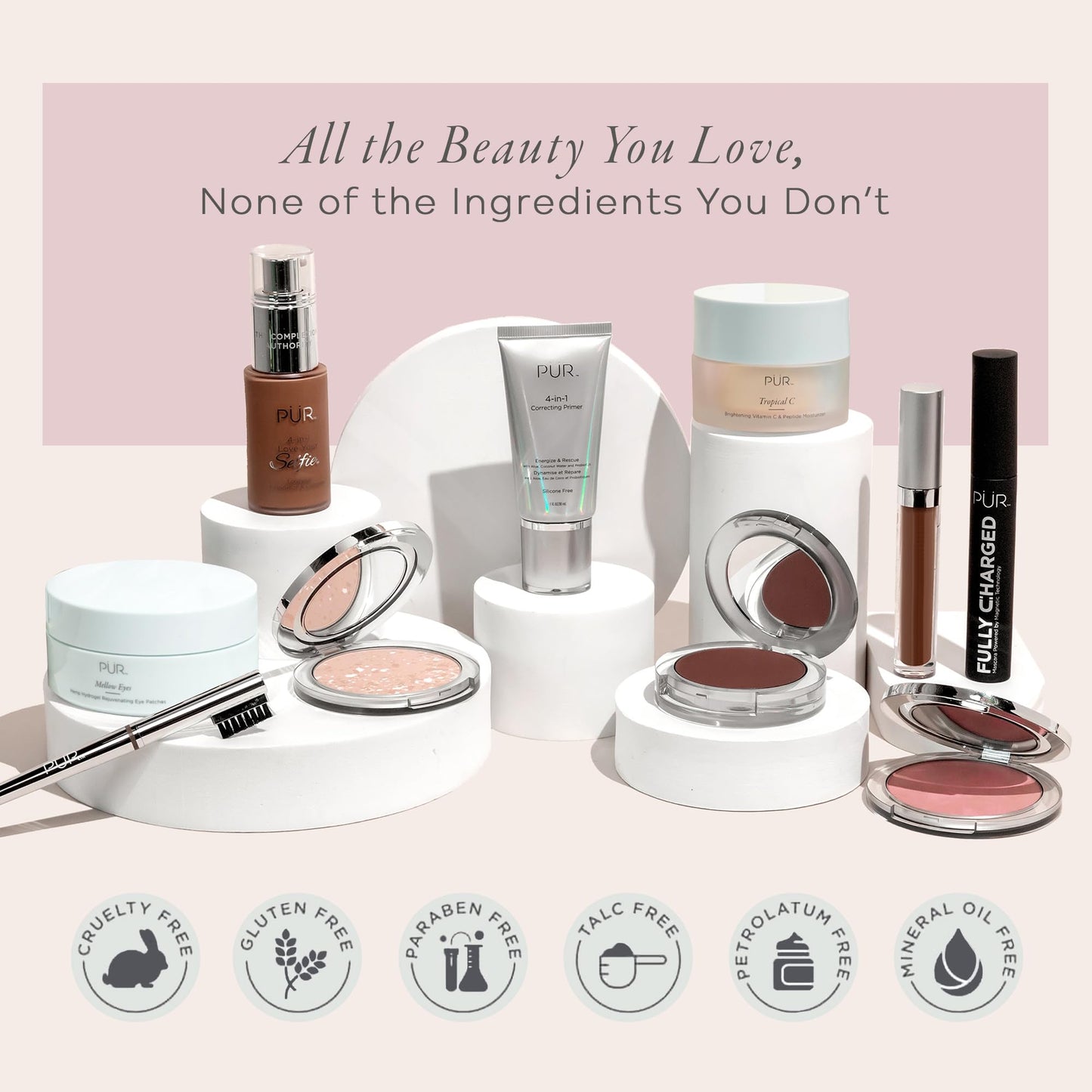 PÜR MINERALS 4-in-1 Love Your Selfie Longwear Foundation & Concealer, Full Coverage Liquid Foundation, Hydrating Formula, Cruelty Free