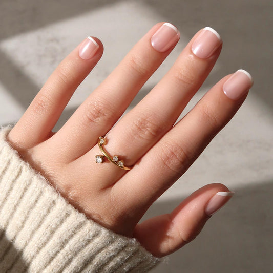 Glamnetic Press On Nails - Pearly Please | Super Short White French Tip Fake Nails, Extra Short Salon Quality French Manicure | 12 Sizes - 30 Nail Kit with Glue