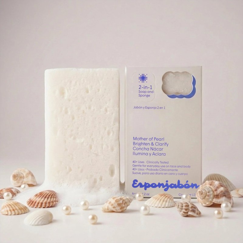 T.Taio Esponjabon Mother of Pearl, Charcoal, and Coffee Soap Sponges — Shower Scrubbers that Remove Oil and Dirt — Sponges to Scrub Foot, Elbow, and Face — Bathroom Accessories — Fresh Scent (3-Pack)