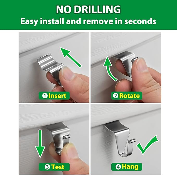 Booda Brand Vinyl Siding Hooks (20 PCS), Heavy-Duty Stainless Steel Siding Hooks Vinyl Siding Hangers, Low Profile & No Holes Needed Siding Clips for Hanging Wreaths, Welcome Signs, String Lights