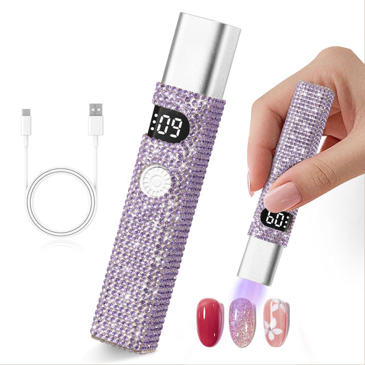 CHRISTINE SHELLY Handheld UV Light for Gel Nails, Mini LED Cordless Nail Lamp for Gel Nail Polish, Portable Flash Cure Lamp, Rechargeable USB Nail Dryer with LCD Display Fast Curing Home DIY