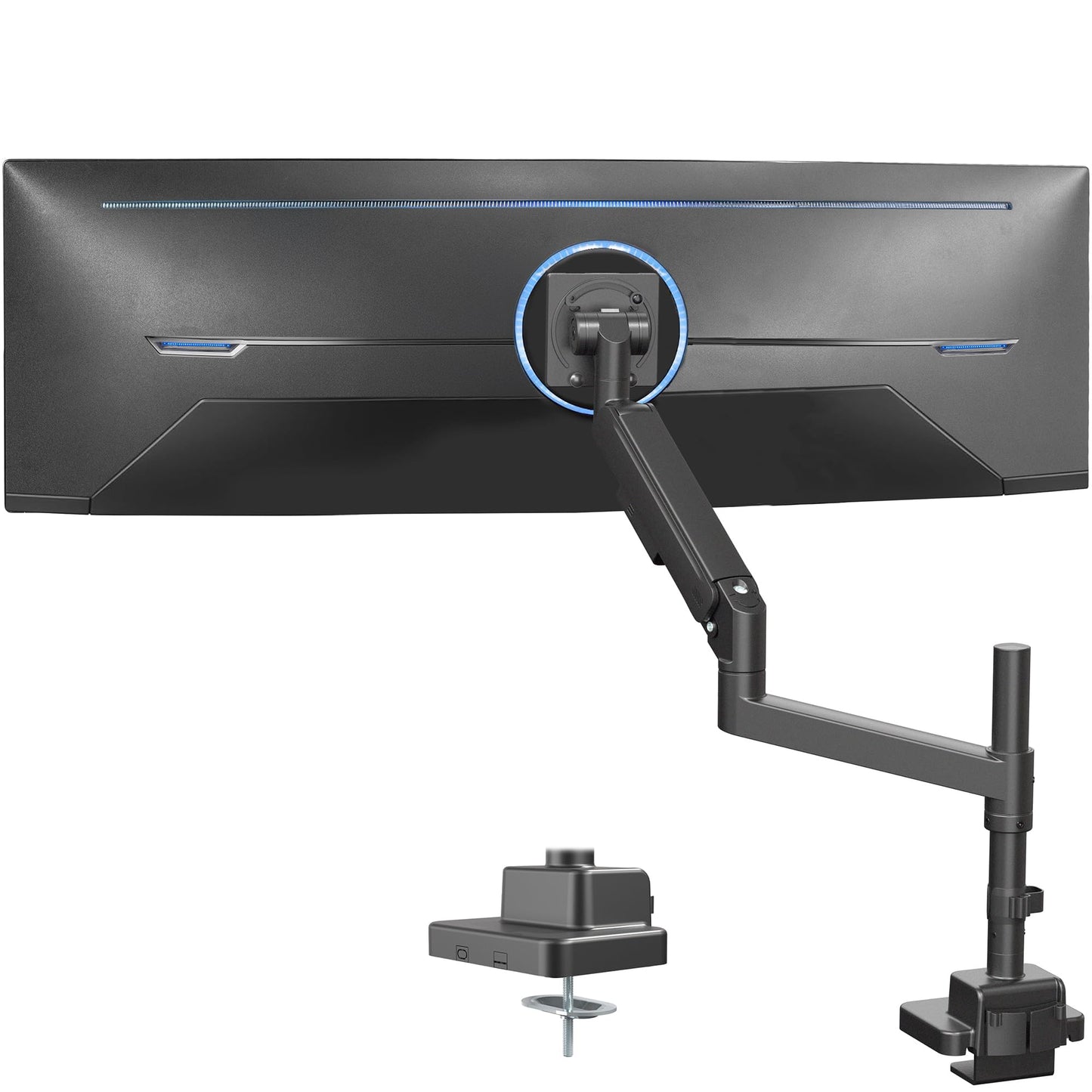 VIVO Heavy Duty Ultrawide Monitor Arm with Pole, 57 inch Screens up to 59.4 lbs, Desk Mount TV and Monitor Stand Designed for Samsung Odyssey Ark, Neo G9, ViewFinity S9, and More, Black, STAND-GT57T