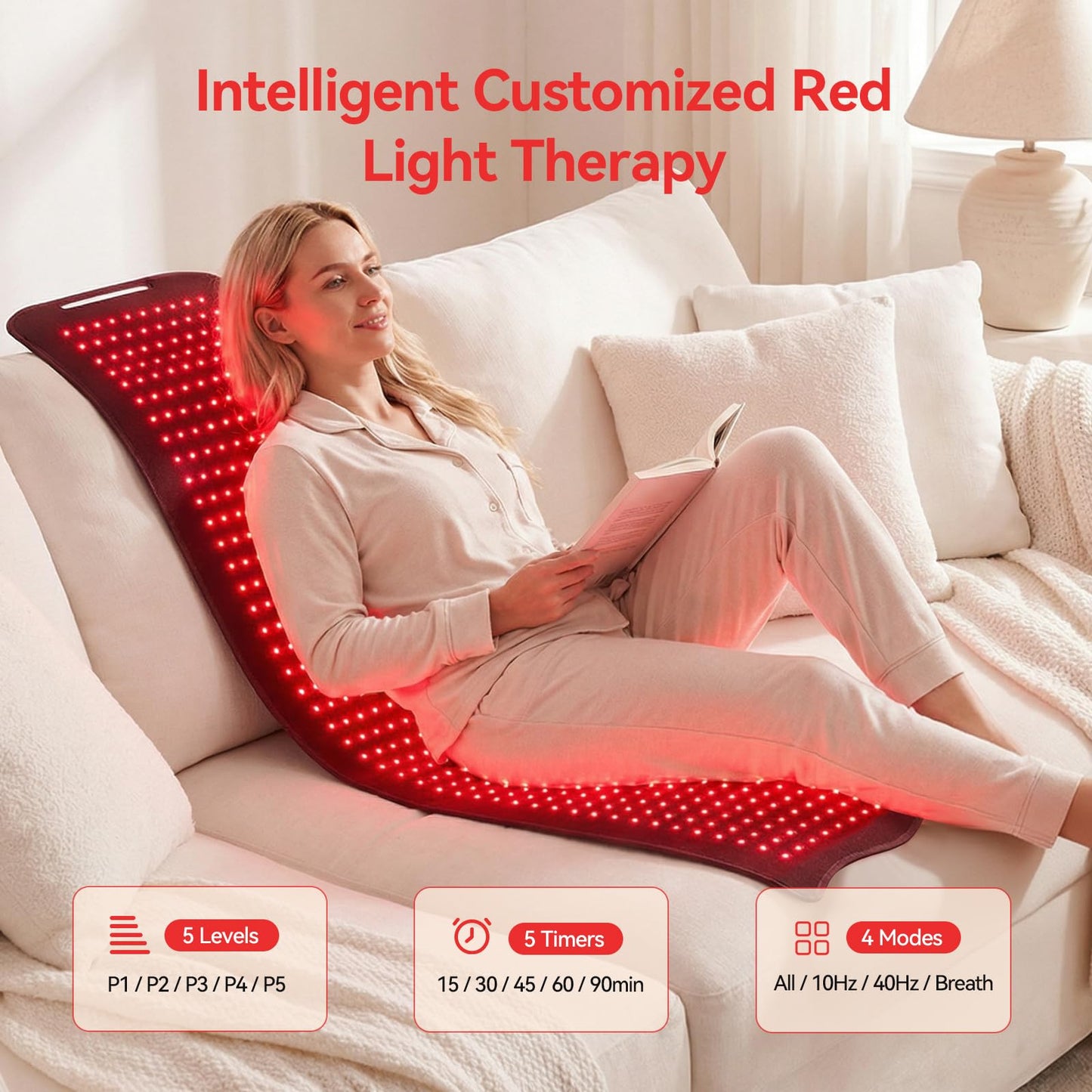Red Light Therapy for Feet, 450 LEDs 660nm&850nm Infrared Light Therapy Boots with Timer & Pulse Mode, Detachable Red Light Therapy Wrap Pad for Body Home Care
