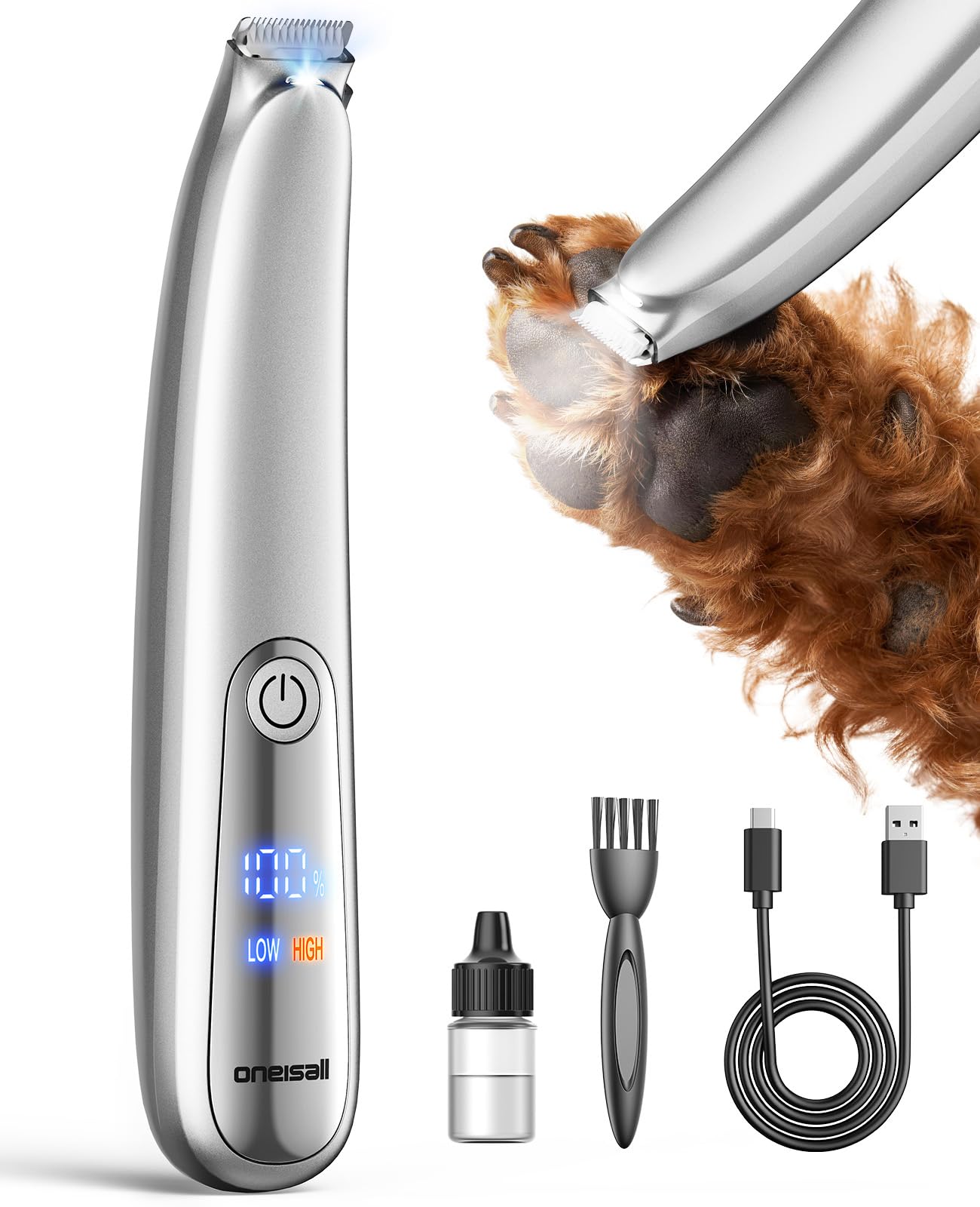 oneisall Dog Grooming Vacuum Gray and 2-Speed Dog Paw Trimmer