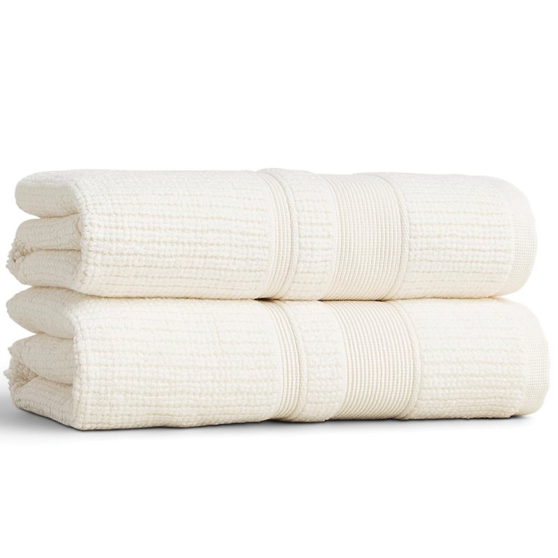 Preston Lane Douro Hand Towel Set – 2 Pack Luxury Cotton Towels, Ultra Soft & Absorbent, Quick-Dry Spa-Quality Bathroom Towels, Made in Portugal, Alabaster 18.5 x 27.5