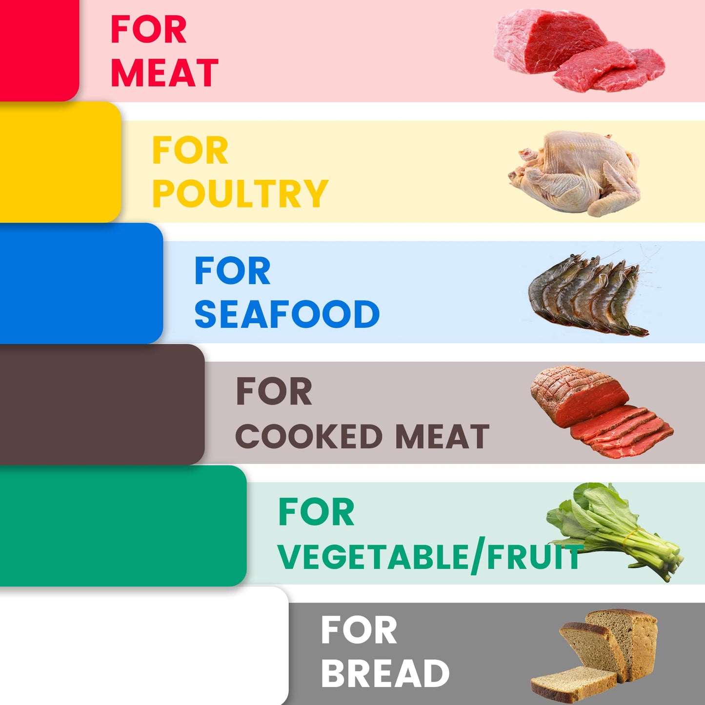 CMI Commercial Grade Cutting Board for Kitchens,Plastic Chopping Board, 18 x 24 x 1/2 Inch, Multi-Color 6 of Pack Set,NSF Certified,for Vegetable Meat or Cheese