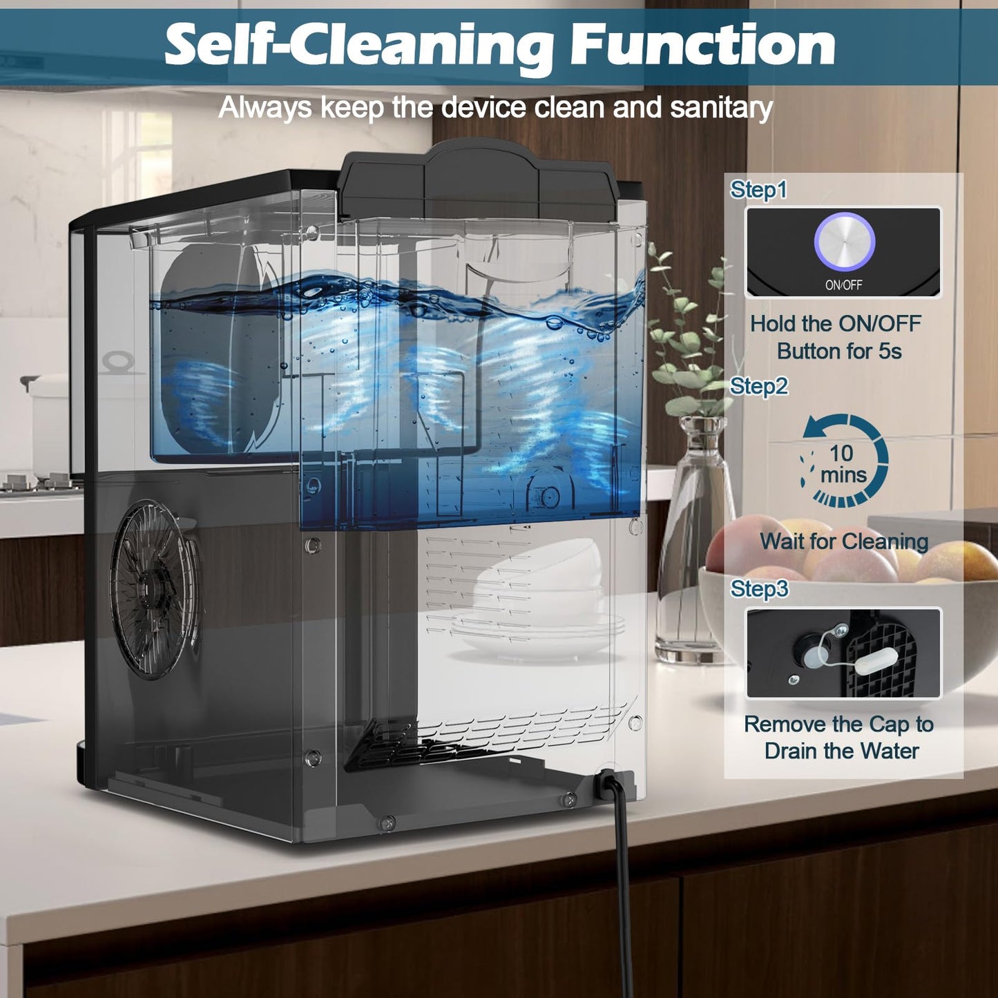 ARLIME Self Dispensing Nugget Ice Maker Countertop, 56 lbs/24 H Pepple Chewable Ice Making Machine w/Self-Cleaning System, Pellet Ice Machine w/ 0.63 gal Water Tank for Home Kitchen Party