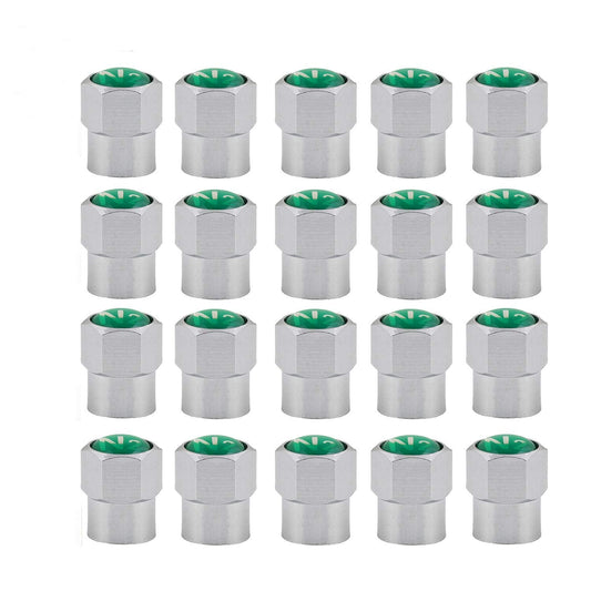 GODESON Pack of 20 Chrome Plated Brass Tire Valve Stem Caps with N2 Nitrogen Logo