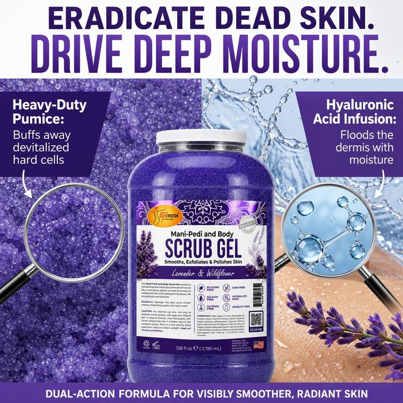 SPA REDI Exfoliating Body & Skincare Treatment – Multi-Purpose Professional & At-Home Skin Refinement | Exfoliate. Hydrate. Transform for Holistic Transformation | Lavender & Wildflower 128 Oz