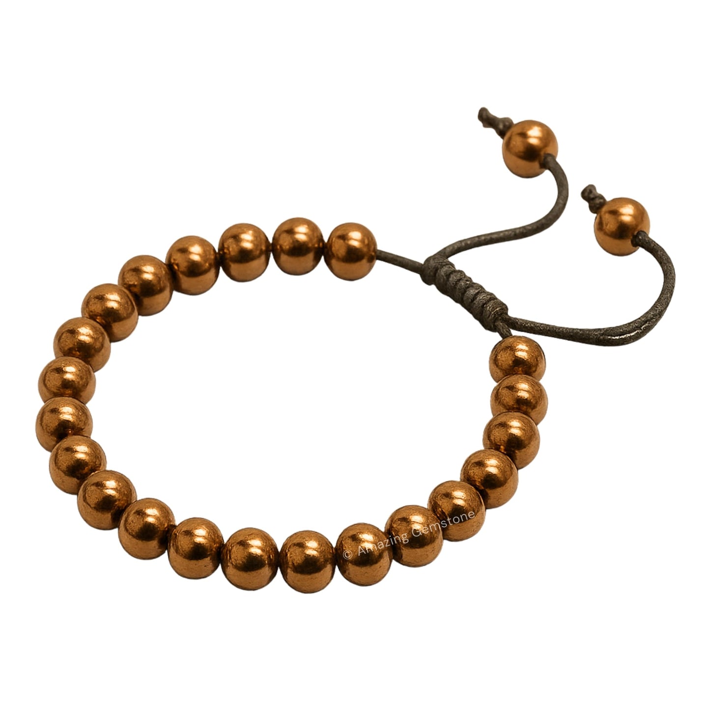 Amazing Gemstone Copper Hematite Bracelet, Gifts For Men & Women - Protection Healing Crystal Bracelet - 8mm Gemstone Beaded Adjustable Bracelet, Pulseras Para Hombres Mujer Stocking Stuffers