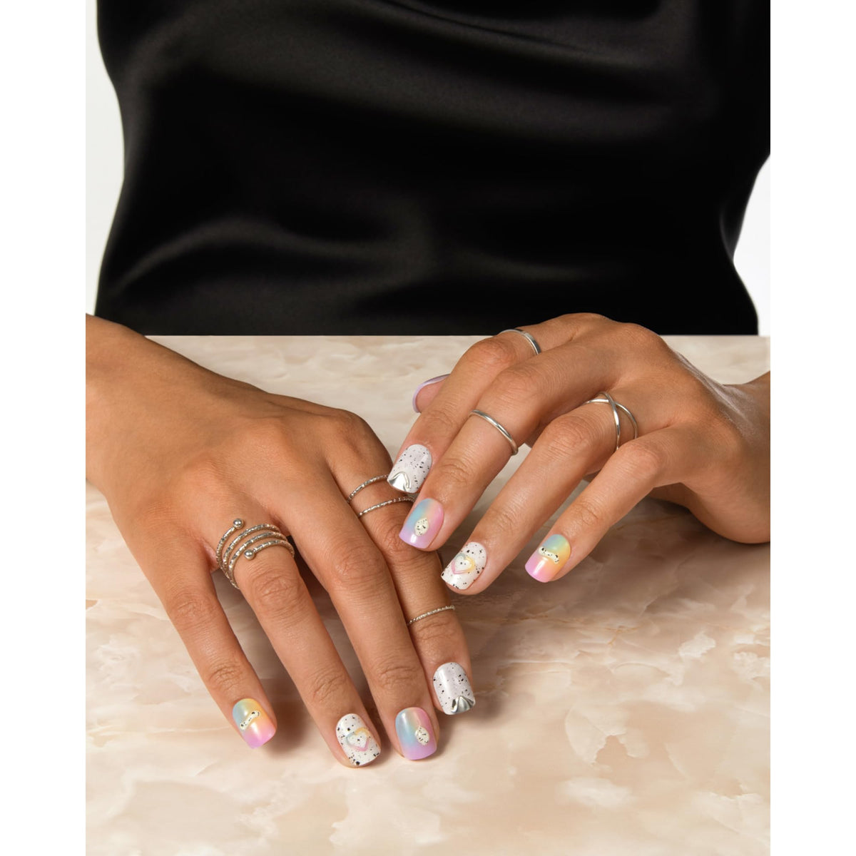 Kiss Impress Press-On Manicure Premium Collection Fake Nails - Sweet Life, Purple Jelly Squiggle, Short & Square, Easy To Apply, Super Hold, Chip Proof, Smudge Proof, No Dry Time, Durable | 30 Count