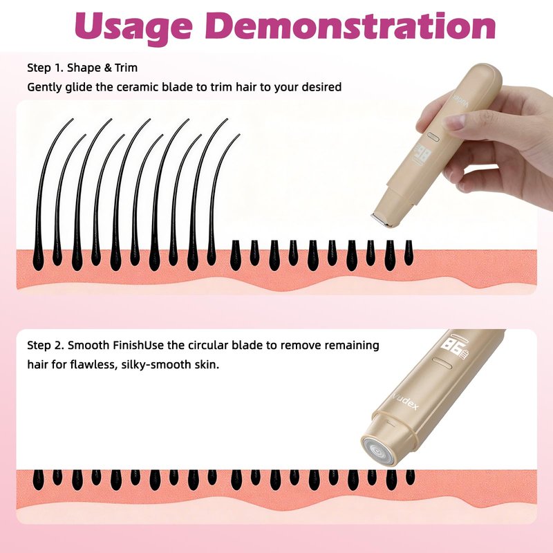 Bikini Trimmer for Women, Painless Electric Razor for Pubic Hair, Face, Legs, Underarms, IPX7 Waterproof Shaver with Ceramic Blades, USB Rechargeable, Portable for Travel, Gifts for Women (Gold)
