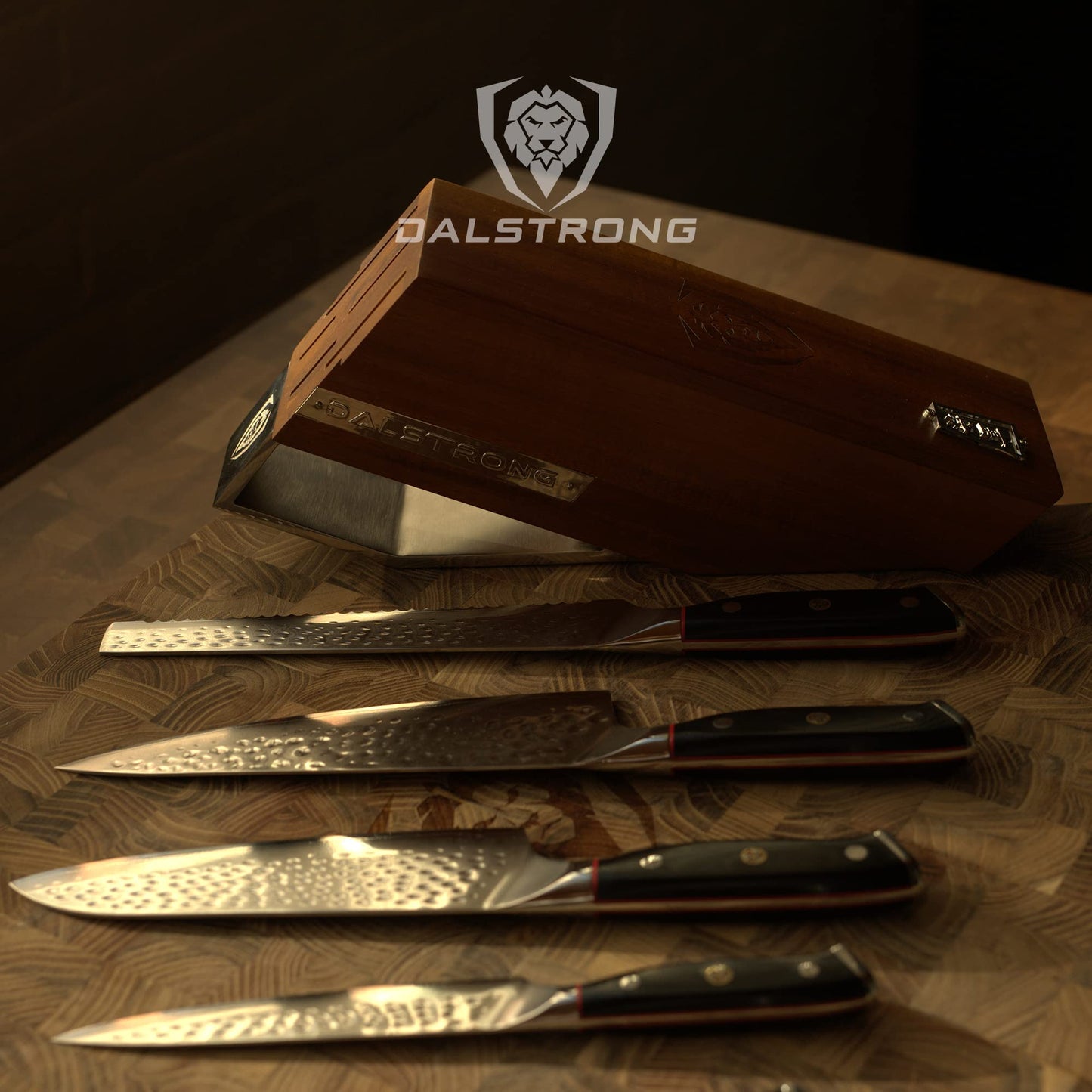 Dalstrong 5-Piece Kitchen Knife Set Block - AUS-10V Japanese Steel Full Tang - Premium Wood Knife Block Set - Black Handles G10 Shogun Series - Professional Knives set for Kitchen Cuchillos