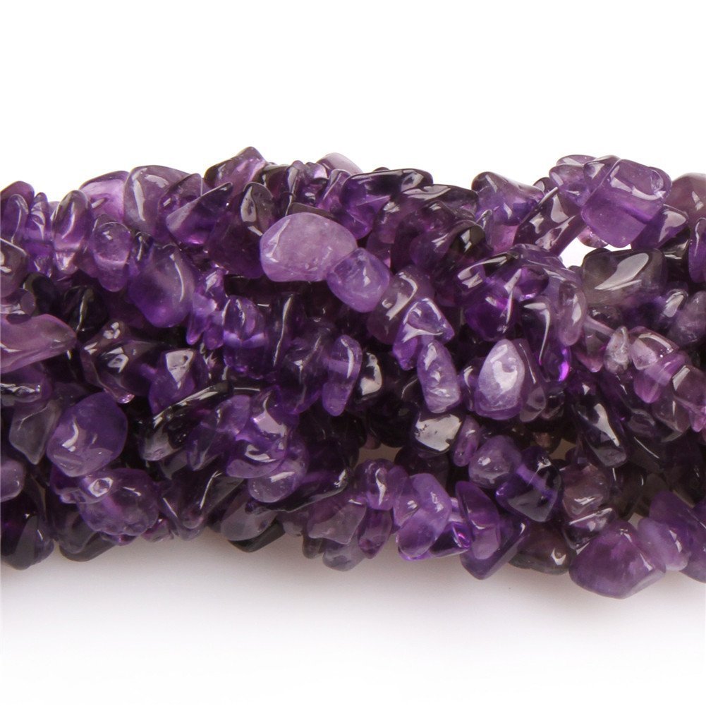HAAMIIQII 5-8mm Natural Amethyst Chips Beads Crystal Irregular Chip Stones Loose Gemstone Beads for Jewelry Making Strand 30 Inch