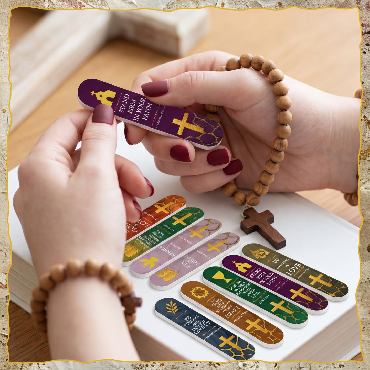 Lanties 50 Pcs Christian Father's Day Gifts Bulk Religious First Communion Gifts for Men Cross Bible Verses Nail File Inspirational Emery Board Nail Files for Church Employee Staff Coworker