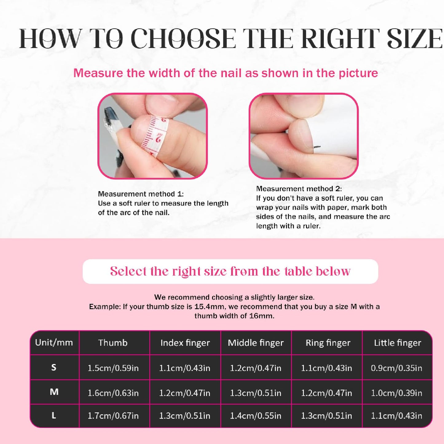 Threelegscat Short Handmade Duck Pink Press on Nails Acrylic White French Tips with Polka Dot Salon Quality Fake Nails 10 PCS Size M for Women & Girl,Daily Wear p10