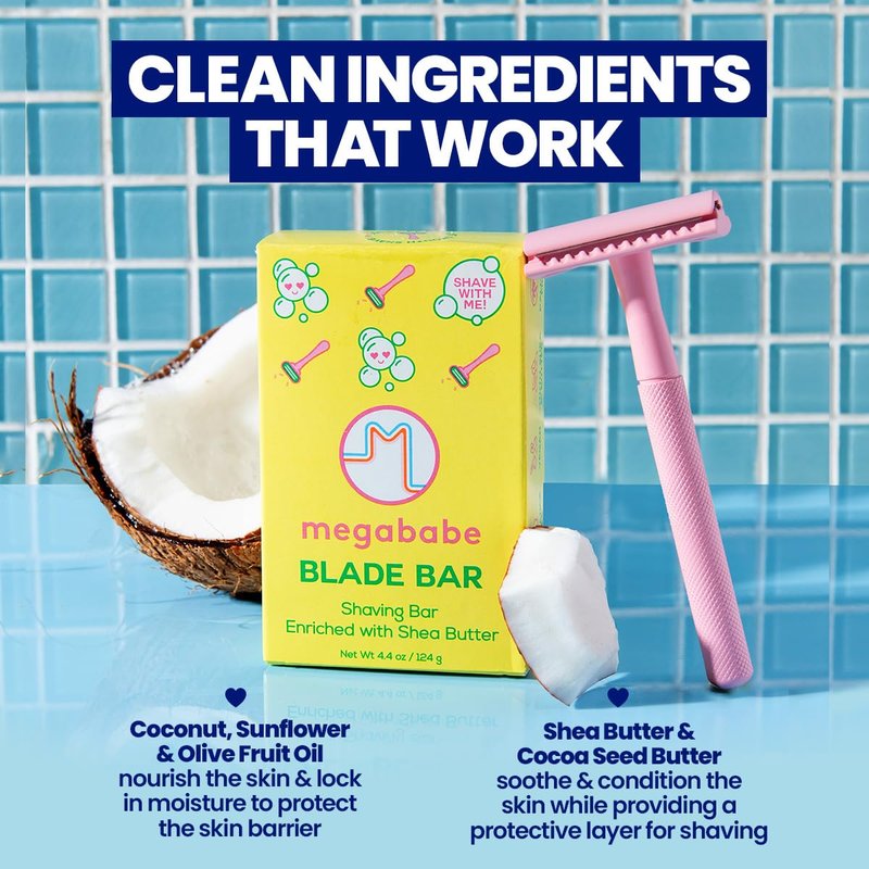 Megababe Blade Bar | Shaving Bar Enriched with Shea Butter | Hydrating for All Skin Types | 4.4 oz