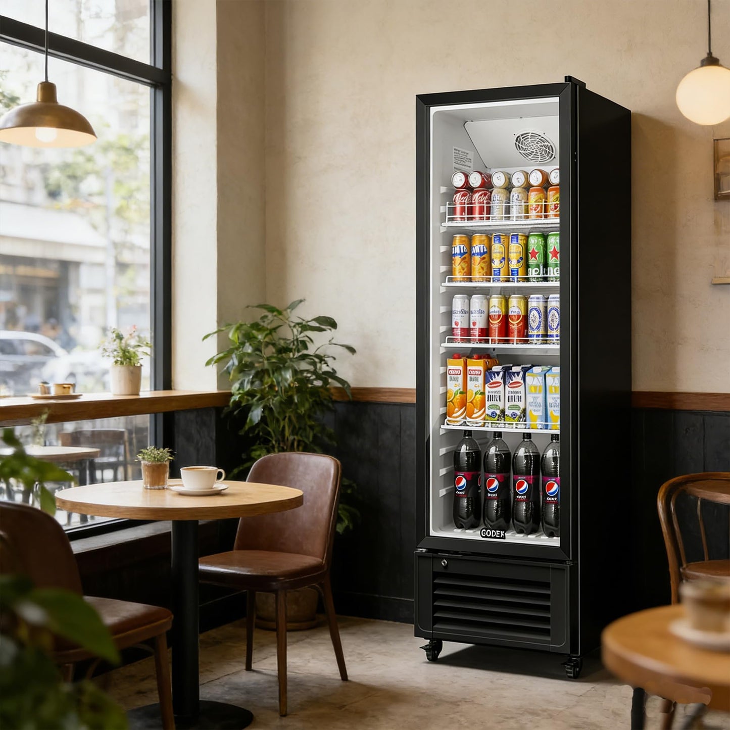 BODEGACOOLER 11.5 Cu.Ft. Commercial Merchandiser Refrigerators, Adjustable shelves & Automatic Defrost, Commercial Beverage Refrigerator Glass Door For Drink, Soda, Garage, Gym, Man cave, Shop, Office