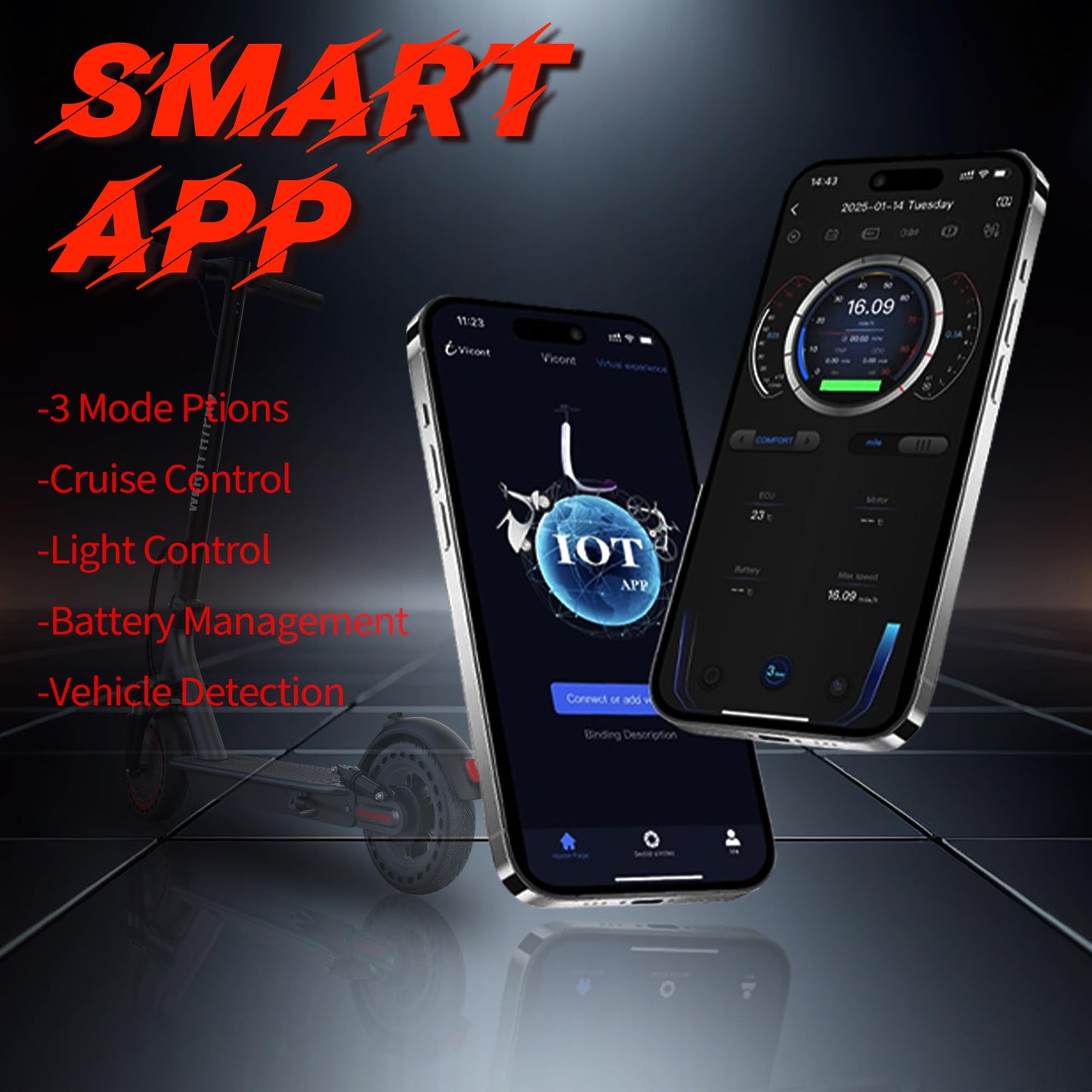 Electric Scooter, Powerful 500/350W Motor, 10"/8.5" Tire, Top Speed 19 MPH, 23/20/16 Miles Max Range, Folding Escooter for Adults & Teens with Smart APP, Digital Display, Cruise Control, Suspension