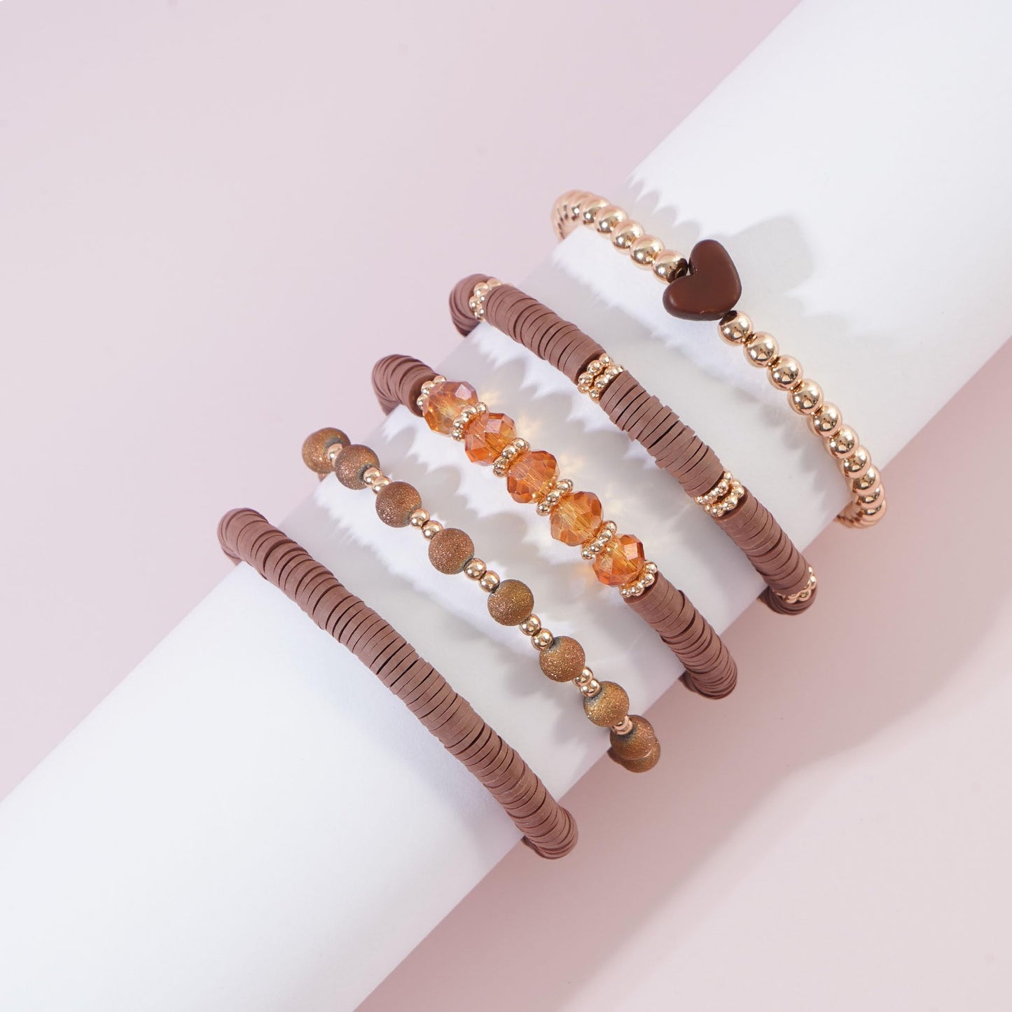 RISHEGAE Heishi Beaded Stretch Bracelets for Women Stackable Polymer Clay Beads Bracelets Friendship Boho Summer Beach Bracelet Jewelry Set