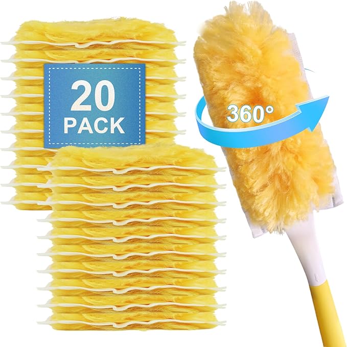 20 Pack Heavy Duty Duster Refills for Swiffer, Multi-Surface 360Â° Disposable Dusters Kit for Cleaning Dusting Electronics Furniture Blind Ceiling Fan (Handle is Not Included)