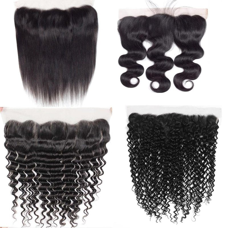 13x4 Ear To Ear Deep Wave Lace Closure 13x4 Deep Wave Lace Frontal Human Hair 180% Density Natural (13x4 Deep Wave, 16 Inch)