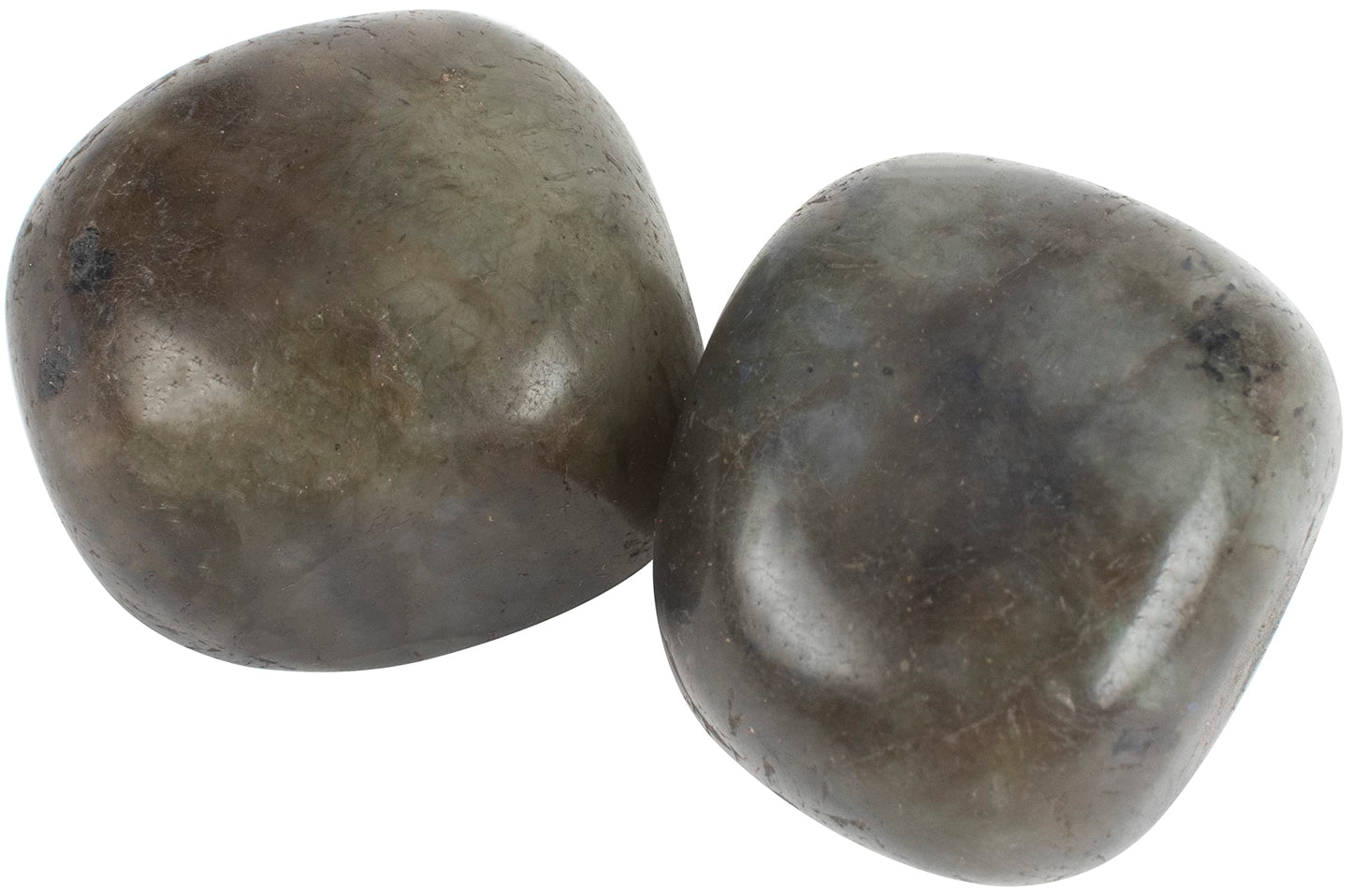300+ Carats, 2 Pcs Labradorite Polished Stones and Crystals, Tumbled Stones 20-25mm Real Healing Stones for Beginners Used as Crystal Therapy, Meditation, Reiki, Thumb Stones Gift for Rock Collection