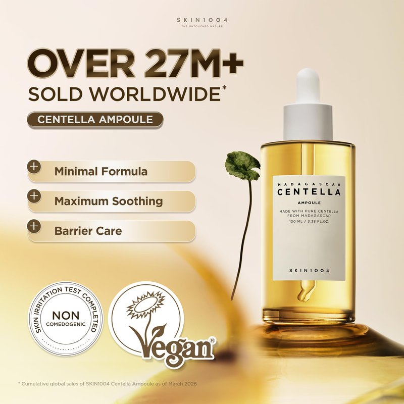 SKIN1004 Madagascar Centella Ampoule, Korean Face Serum with Centella Asiatica for Hydrating & Moisturizing Care, Soothing Facial Serum for Skin Balance and Glow, Korean Skin Care, 3.38 fl.oz / 100 ml