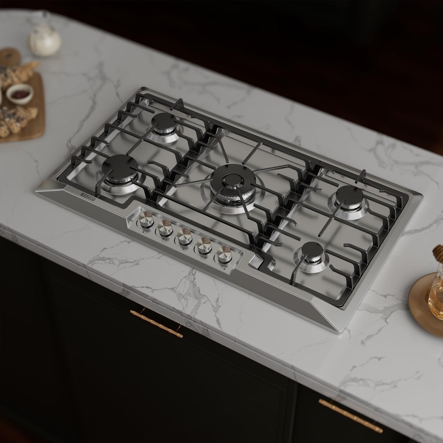 Empava 36" Recessed Gas Stove Cooktop with 5 Italy SABAF Sealed Burner NG/LPG Convertible in Stainless Steel