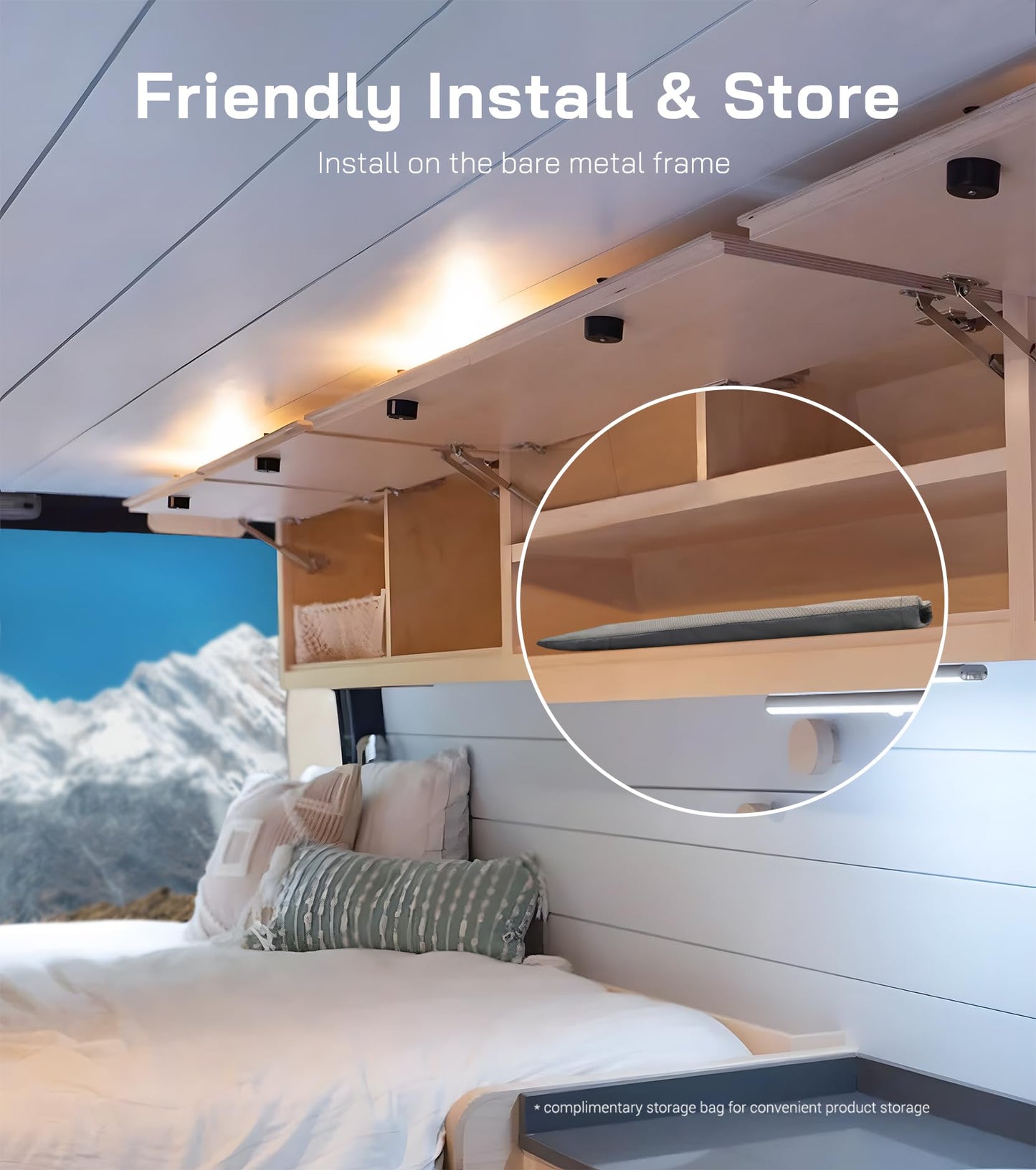 VANNCAMP Crew Side Window Cover for Ford Transit Medium/High Roof, 2015-2026, Magnetic Insulated Blackout Window Sunshade, Foldable Design, AllSeasonGuard