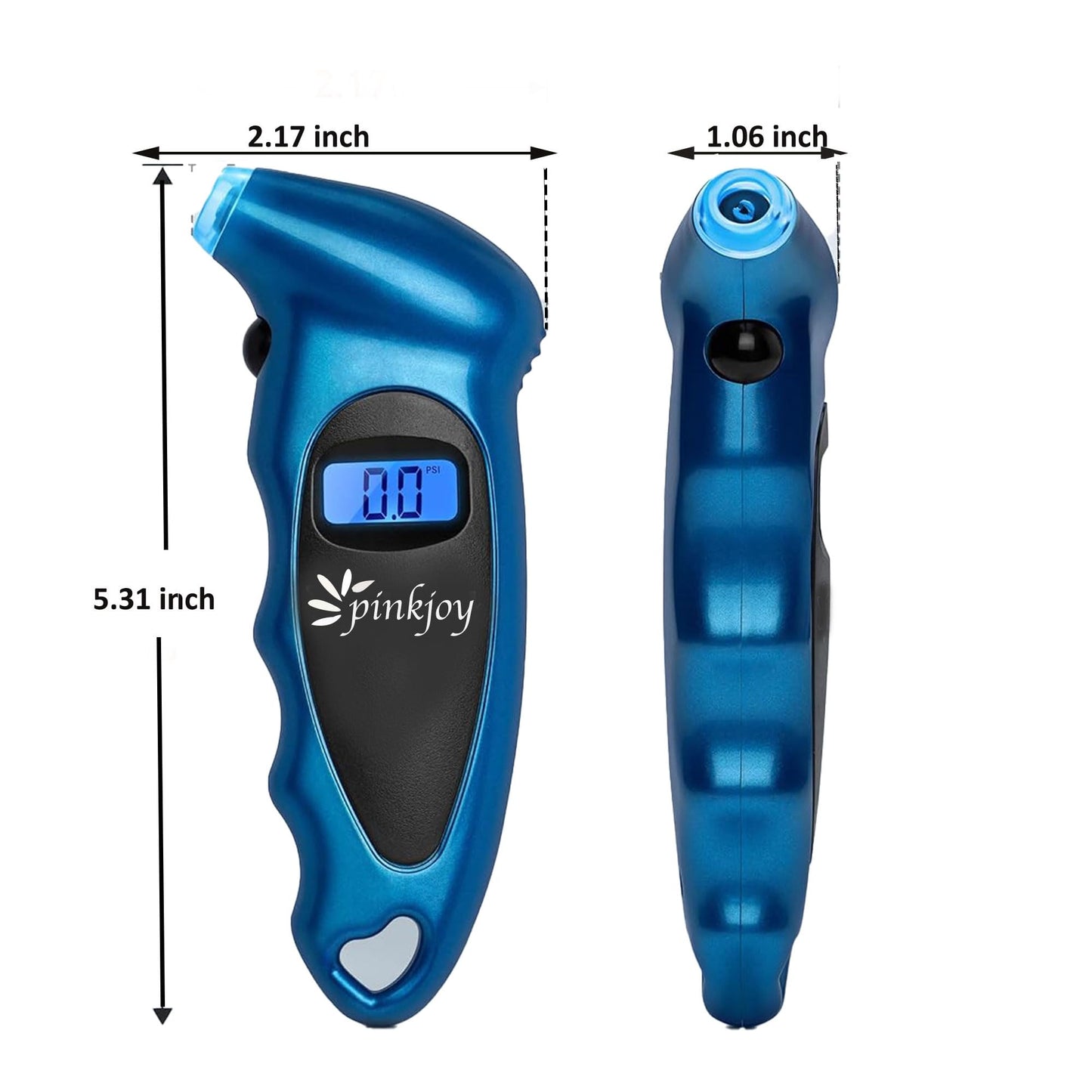 PINKJOY Digital Tire Pressure Gauge 150 PSI, 4 Settings, Tire Gauge for Car, Truck, Motorcycle, Bicycle with Backlit LCD and Non-Slip Grip (Blue)