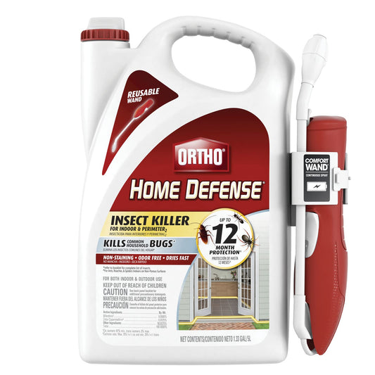 Ortho Home Defense Insect Killer for Indoor and Perimeter2 with Comfort Wand - Ready-To-Use Bug Spray, Kills Ants, Cockroaches & Spiders, 1.33 gal.
