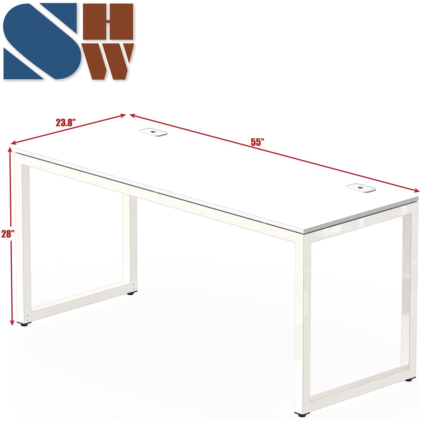 SHW 55-Inch Commercial-Grade Office Computer Desk, White