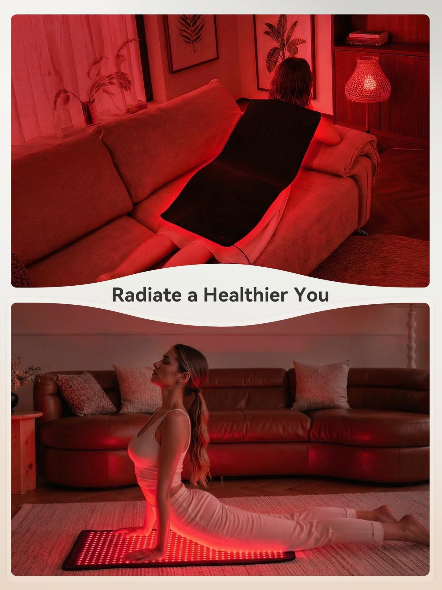 Cosytime 35" x 17" Red Light Therapy for Body - 660nm Red & 850nm Near Infrared NIR, Tri-Chip 1536 LEDs Therapy Mat, 100 mW/cm² High Irradiance