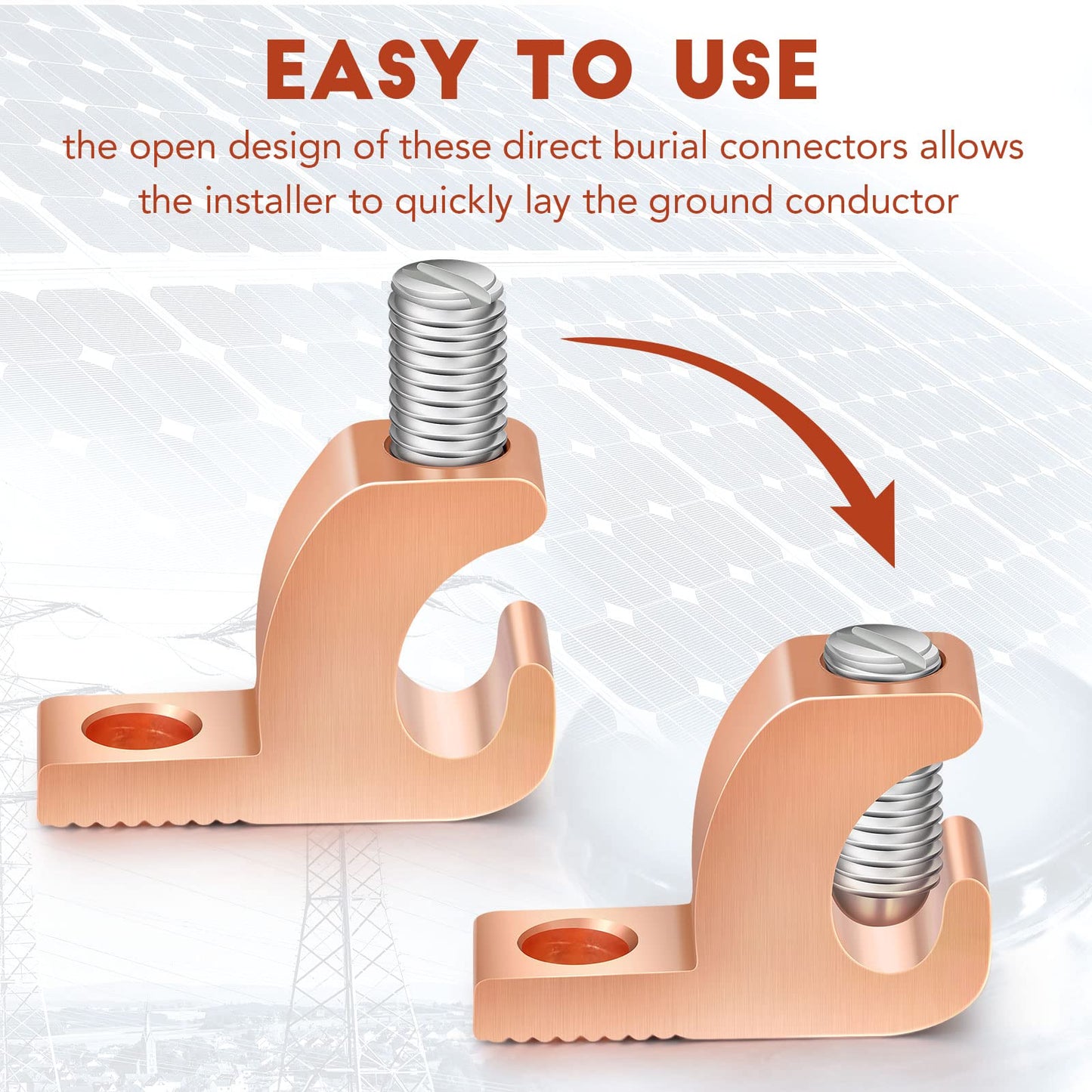 Landhoow 10 Pack Lay in Connector Pool Bonding Lug Copper Conductor Lay in Connector Copper Lay in Lugs AWG for Grounding Swimming Pool and Conduits, 4-14 Wire Range