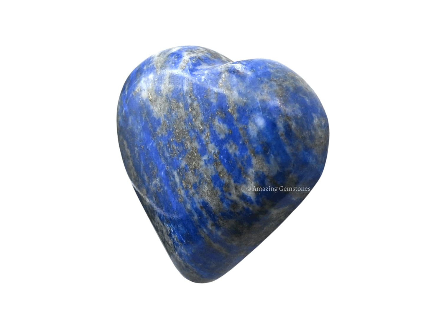 Amazing Gemstone Lapis Lazuli Crystal Heart Palm Stone - Pocket Massage Worry Stone for Natural Body Chakra Balancing, Reiki Healing and Crystal Grid
