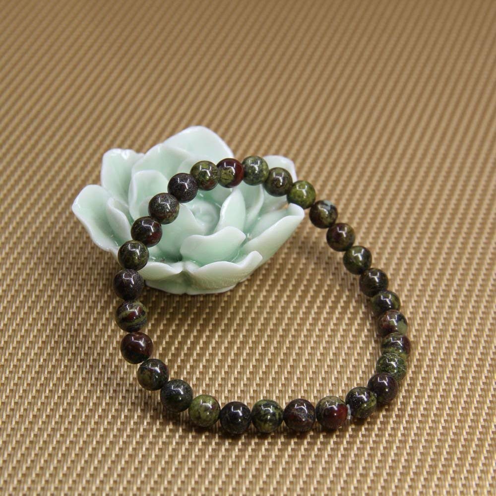 Angelstones Handmade Natural Dragon Blood Jasper Healing Gemstone 6mm Round Beads Stretch Crystal Bracelet 7 Inch Unisex