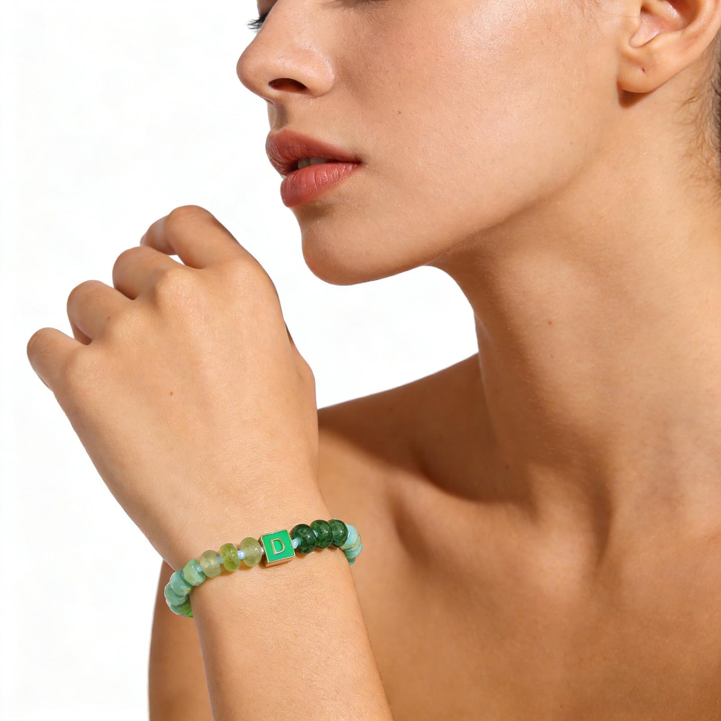 SLYAIH Colorful Beaded Initial Bracelets for Women Boho Crystal Beaded Elastic Stretch Bracelet A-Z Letter Bracelet Handmade Jewelry Gifts for Women