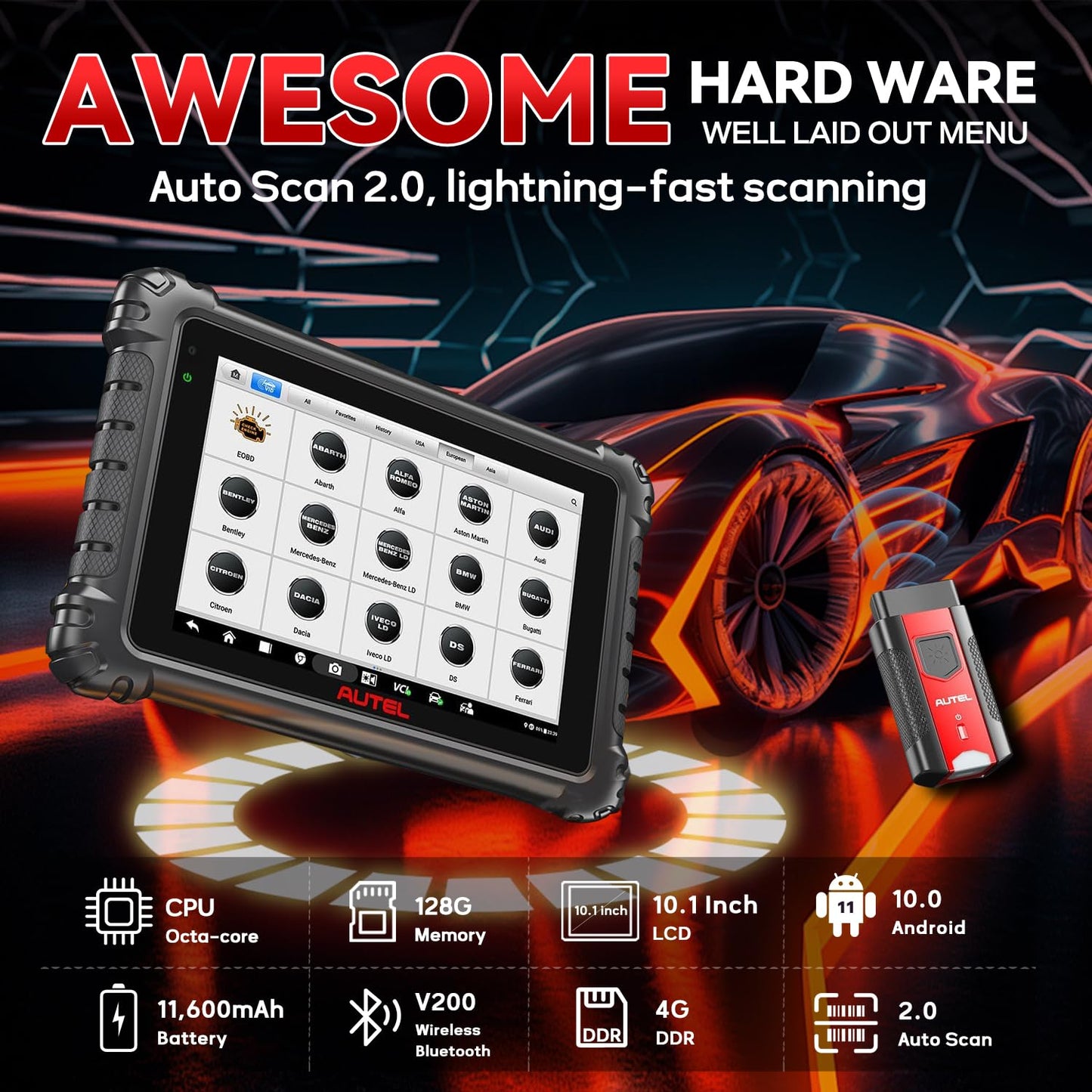 Autel MaxiSys MS906MAX 2026 Way Better Than MS906 Pro, Autel Scanner, Top Scan Tool DoIP CANFD Diagnostic Tool, Upgrade of MK900 MP900BT MS906BT MK908 3000+Active Test All System Diagnosis