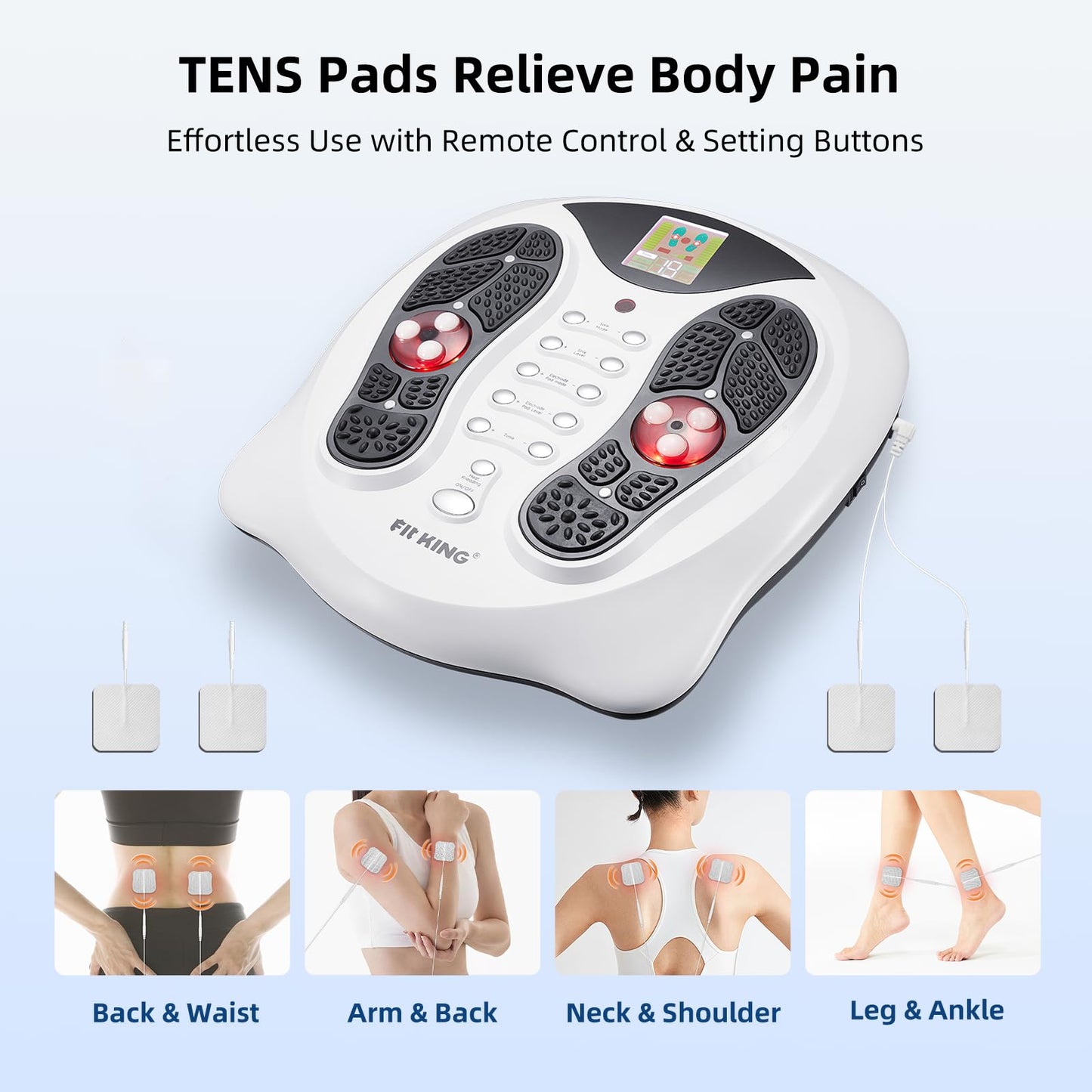 FIT KING Neuropathy Pain Relief for Feet Massager, EMS Foot Massager for Neuropathy with TENS Pads, Foot Circulation Stimulator for Plantar Fasciitis, Diabetes Feet Pain Relief