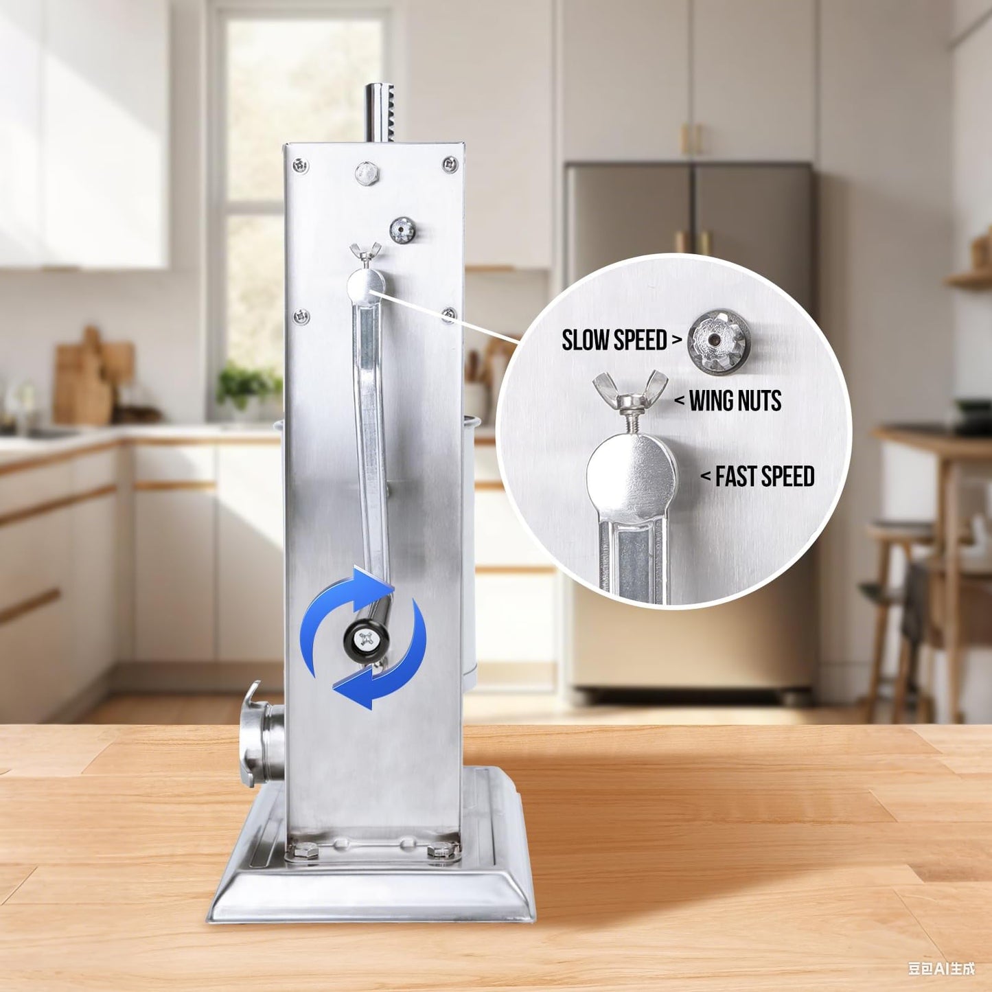 MASTER FENG Stainless Steel Sausage Stuffer, Manual 3L Capacity, Homemade Vertical Sausage Maker Two Speed Meat Filling Machine