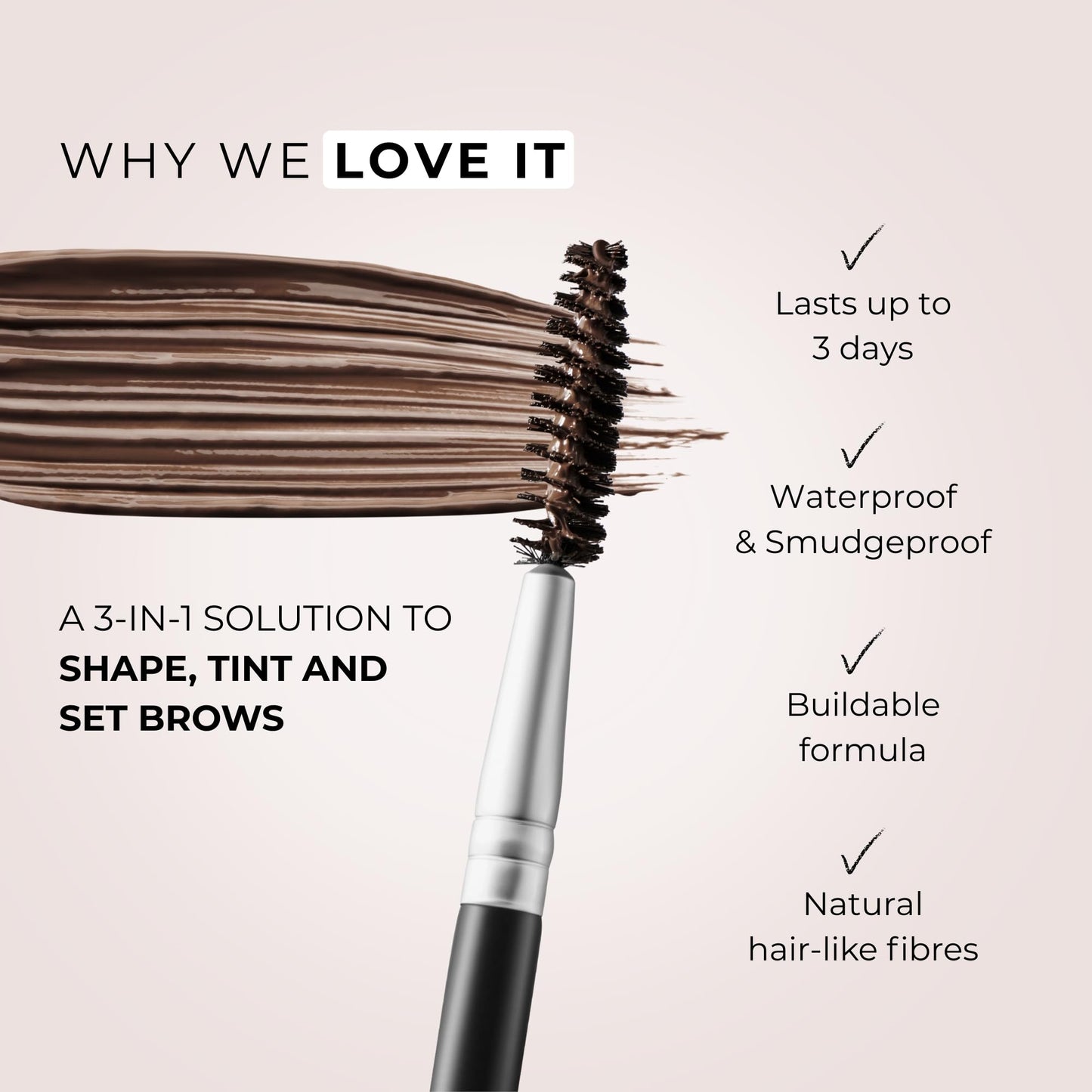 WUNDERBROW Eyebrow Gel, Waterproof, Smudgeproof, Long Lasting, Shade: Jet Black, Vegan and Cruelty-Free