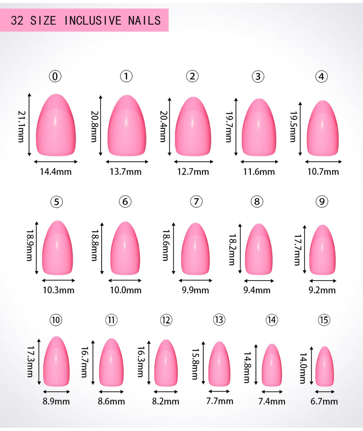 Press On Nails Short Almond Brown Nails with Glossy French Tips in a Matte Finish 16 Sizes - 32 Nail Kit with Glue