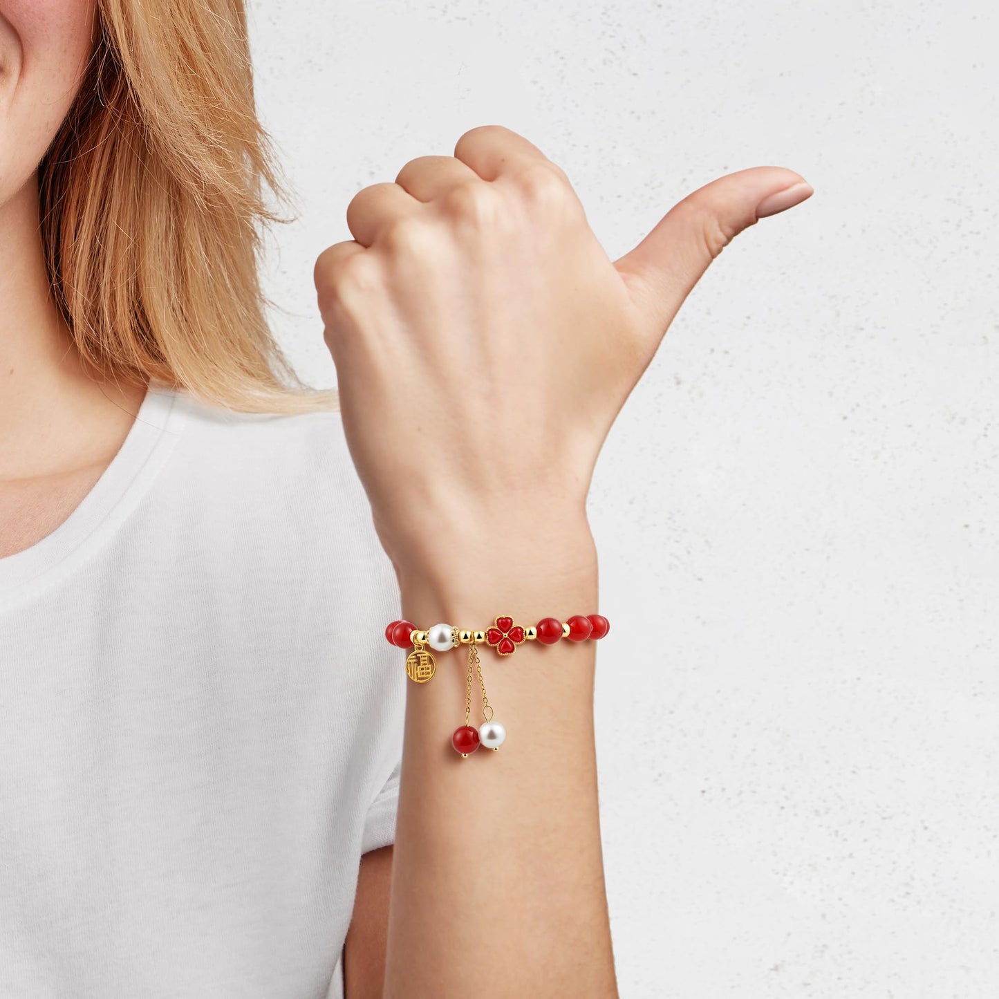 Sereney Lucky Agate Bracelet for Women, Red Agate Feng Shui Healing Protection Bracelet Bring Good Luck, Brithday Anniversary Mother's Day Gifts for Women