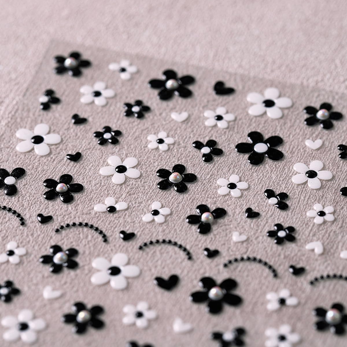 5D Flower Nail Stickers Black White Flower Nail Art Stickers Floral Nail Decals Cute Stickers for Nails Designs Adhesive Nail Art Supplies for Women Girls DIY Manicure 1 Sheets
