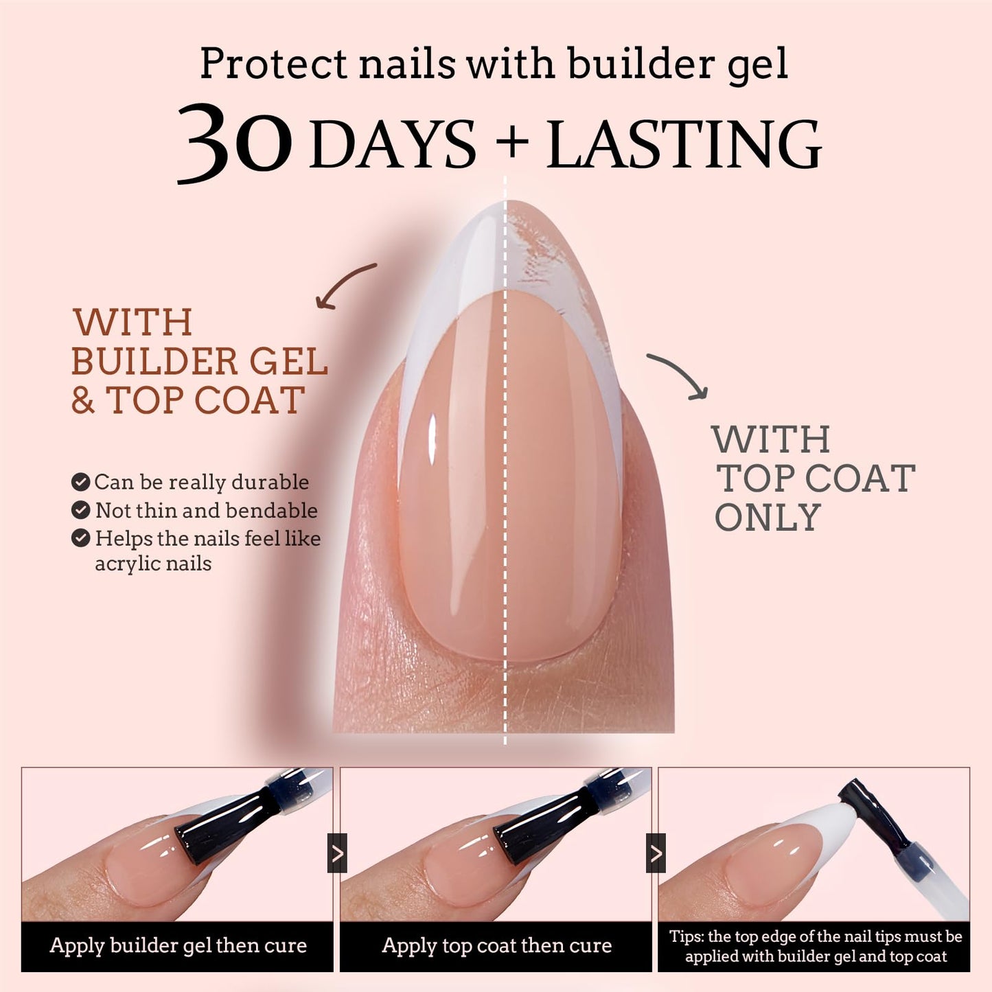 BTArtboxnails Soft Gel Nail Tips - Extra Short Square French Tip Press on Nails XCOATTIPS French Acrylic Nail Tips Kit Fake Nails Glue on Nails Extension Tips for Professional Use