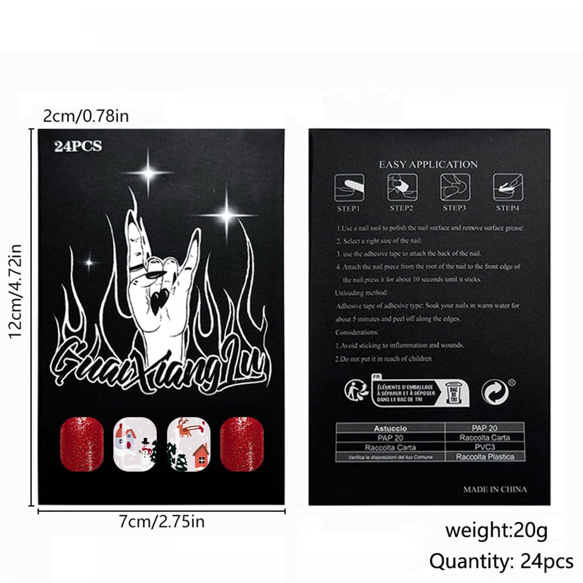 Christmas Press on Nails Short Square Fake Nails with Snow Snowman Designs Red Glue on Nails Glossy Acrylic Nail Cute WInter Stick on Nail for Women 24Pcs