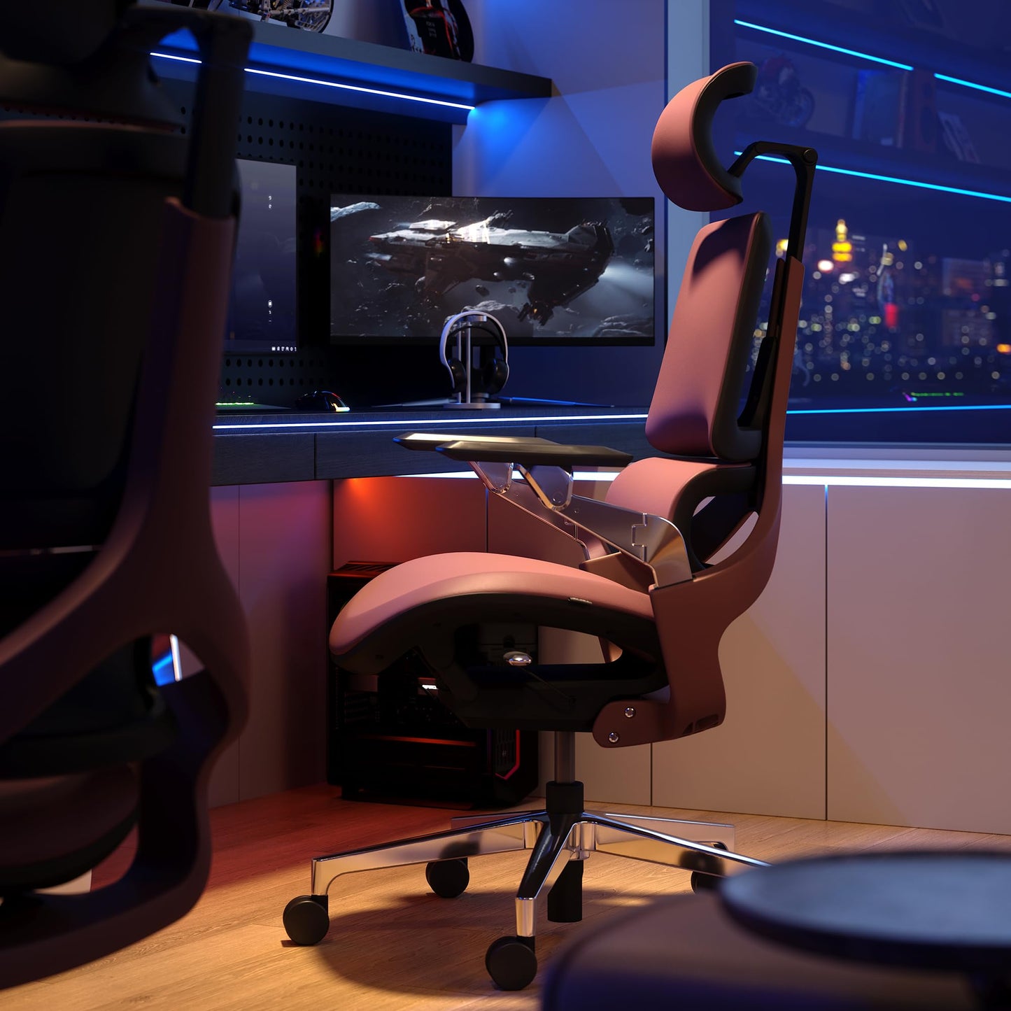 TOMU Ergonomic Executive Office Chair, Genuine Leather High Back Design with 5D Armrest & 3D Headrest for Gaming, Home and Work, Cool and Luxury (RED)